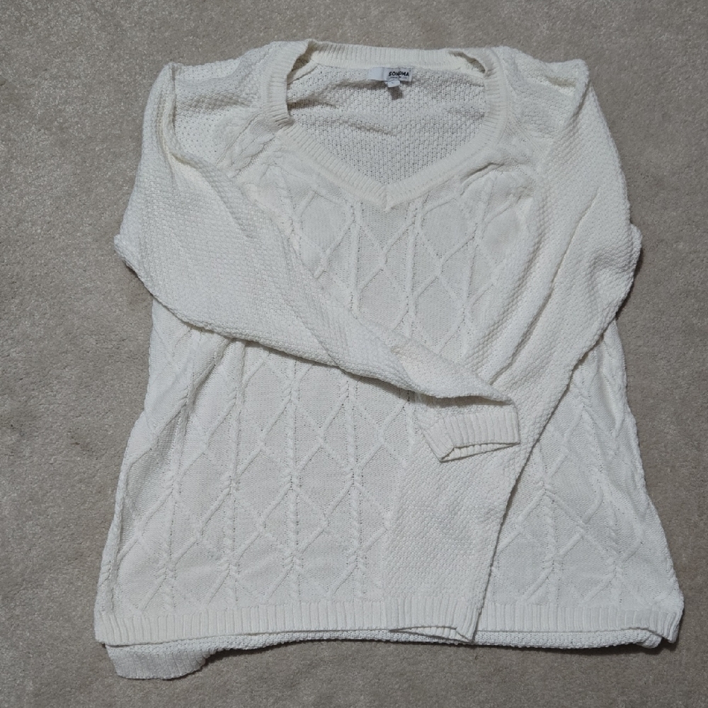 Sonoma Women's Cream V-Neck Sweater